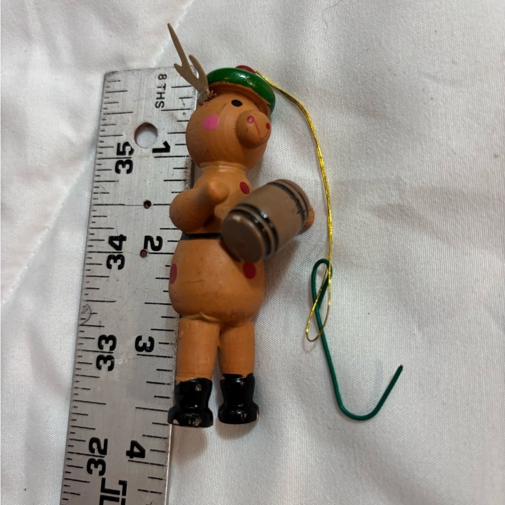 Vintage Wooden Ornament with Drum - Picture 2 of 4